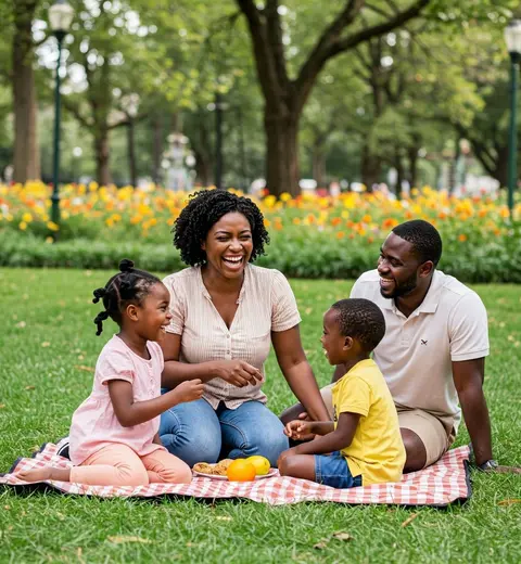 Family enjoying outdoor time together